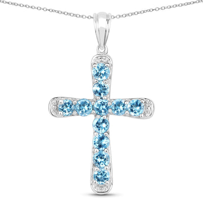 3.85 Carat Genuine Blue Topaz .925 Sterling Silver Pendant Bids.com