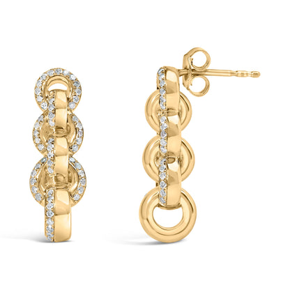14K Yellow Gold Plated .925 Sterling Silver 1/2 Cttw Diamond Chain Link Drop Earrings (H-I Color, I1-I2 Clarity) Bids.com