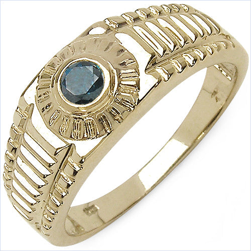 0.20 Carat Genuine Blue Diamond .925 Sterling Silver Ring Bids.com