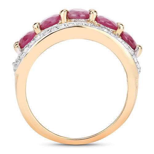 1.74 Carat Genuine Ruby and White Diamond .925 Sterling Silver Ring Bids.com