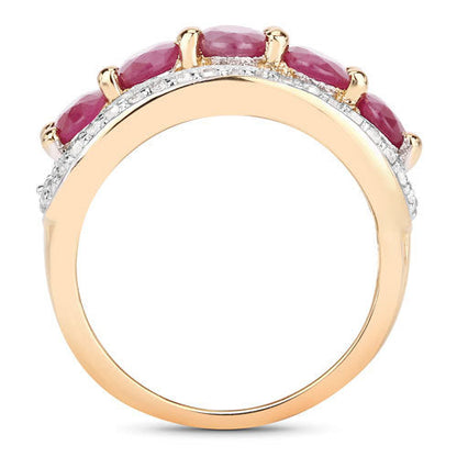 1.74 Carat Genuine Ruby and White Diamond .925 Sterling Silver Ring Bids.com