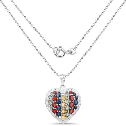 4.40 Carat Genuine Multi Stones .925 Sterling Silver Pendant Bids.com