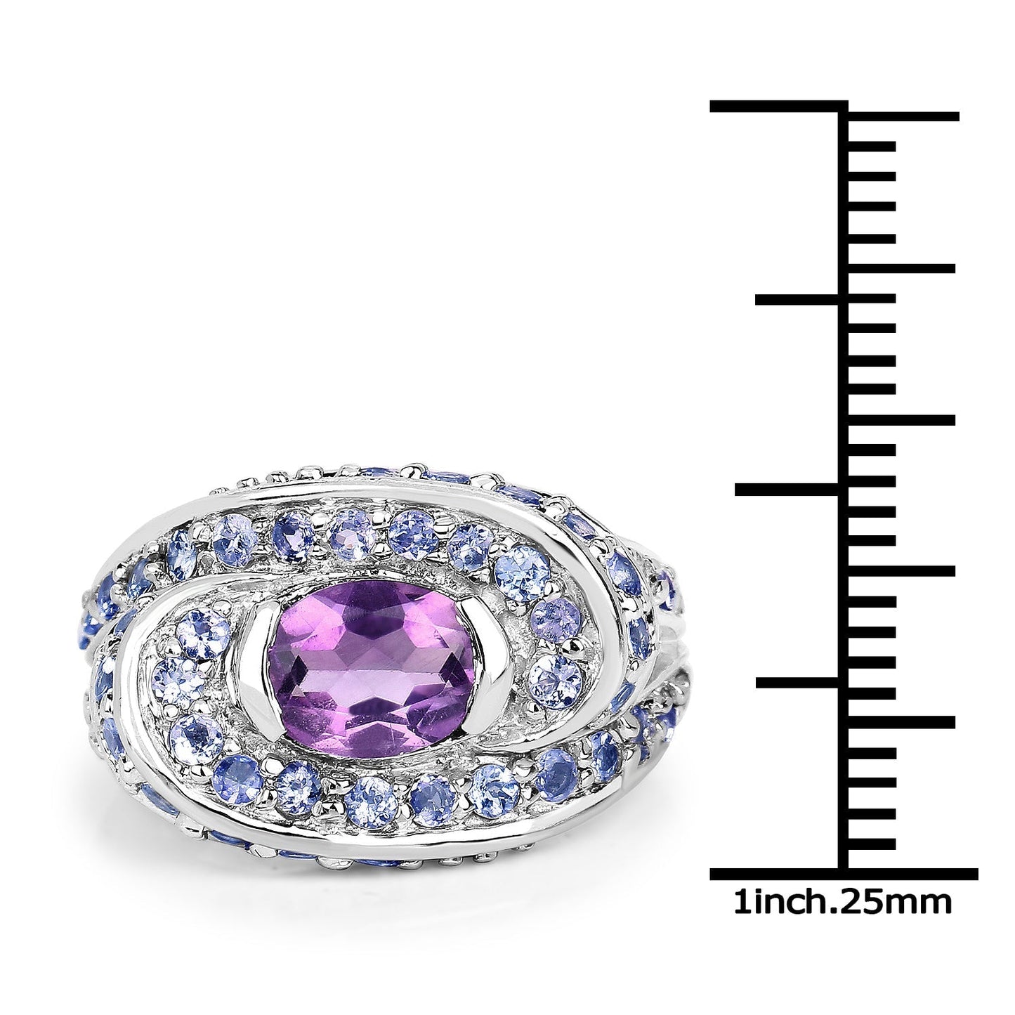 2.76 Carat Genuine Amethyst and Tanzanite .925 Sterling Silver Ring Bids.com