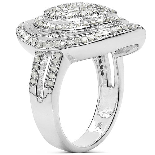 1.13 Carat Genuine White Diamond .925 Sterling Silver Ring Bids.com