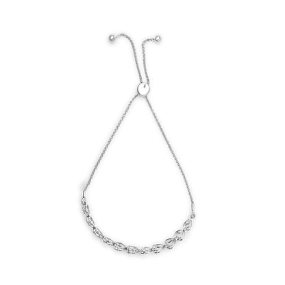 .925 Sterling Silver 1/10 Cttw Diamond Heart Link Bolo Bracelet (I-J Color, I2-I3 Clarity) Bids.com