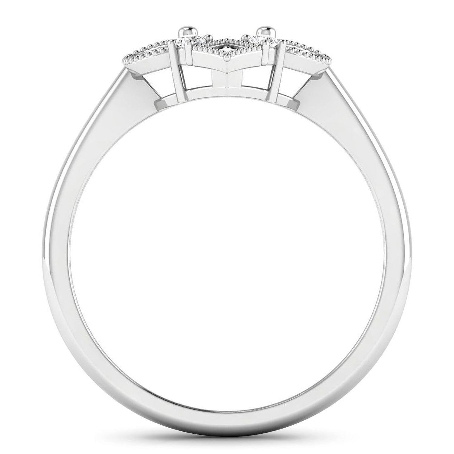 0.20 Carat Genuine White Diamond 14K White Gold Semi Mount Ring - holds 8x6mm Oval Gemstone Bids.com