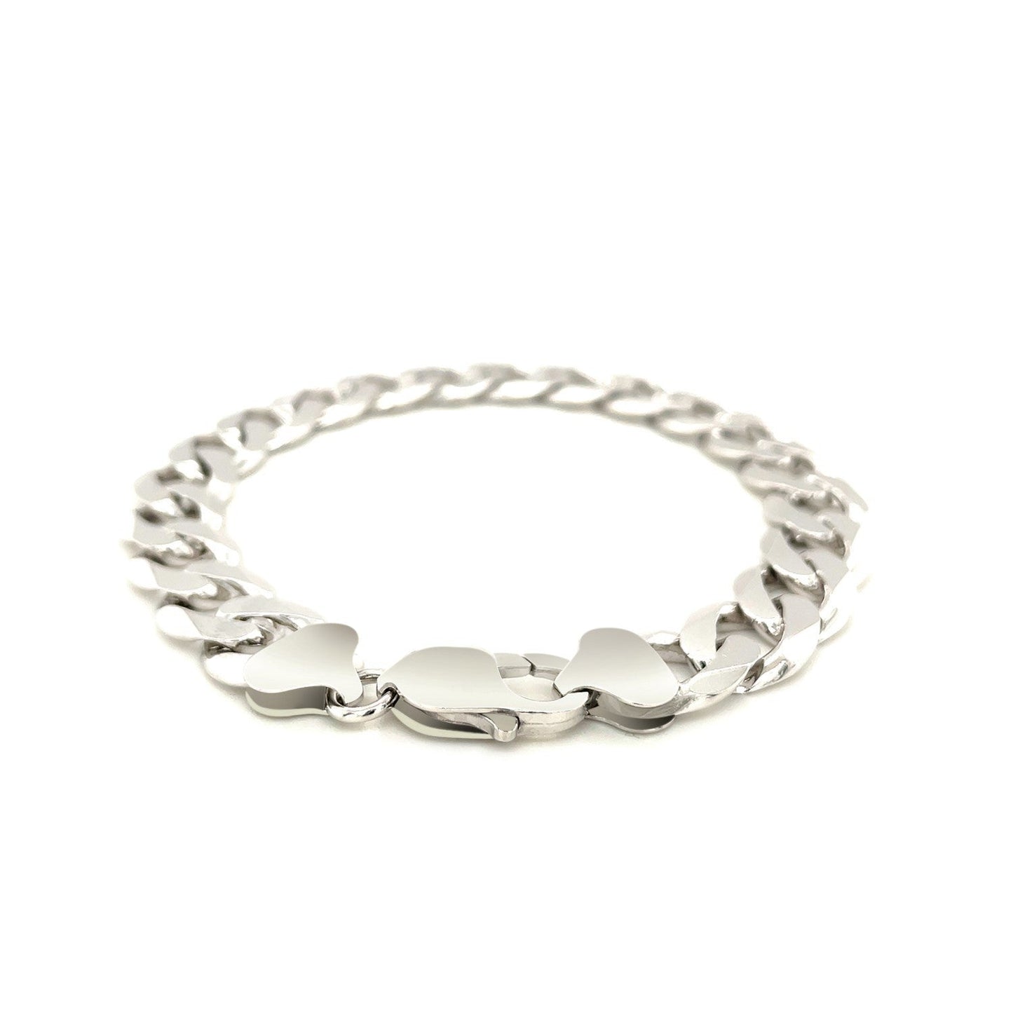 Rhodium Plated 11.6mm Sterling Silver Curb Style Bracelet Bids.com