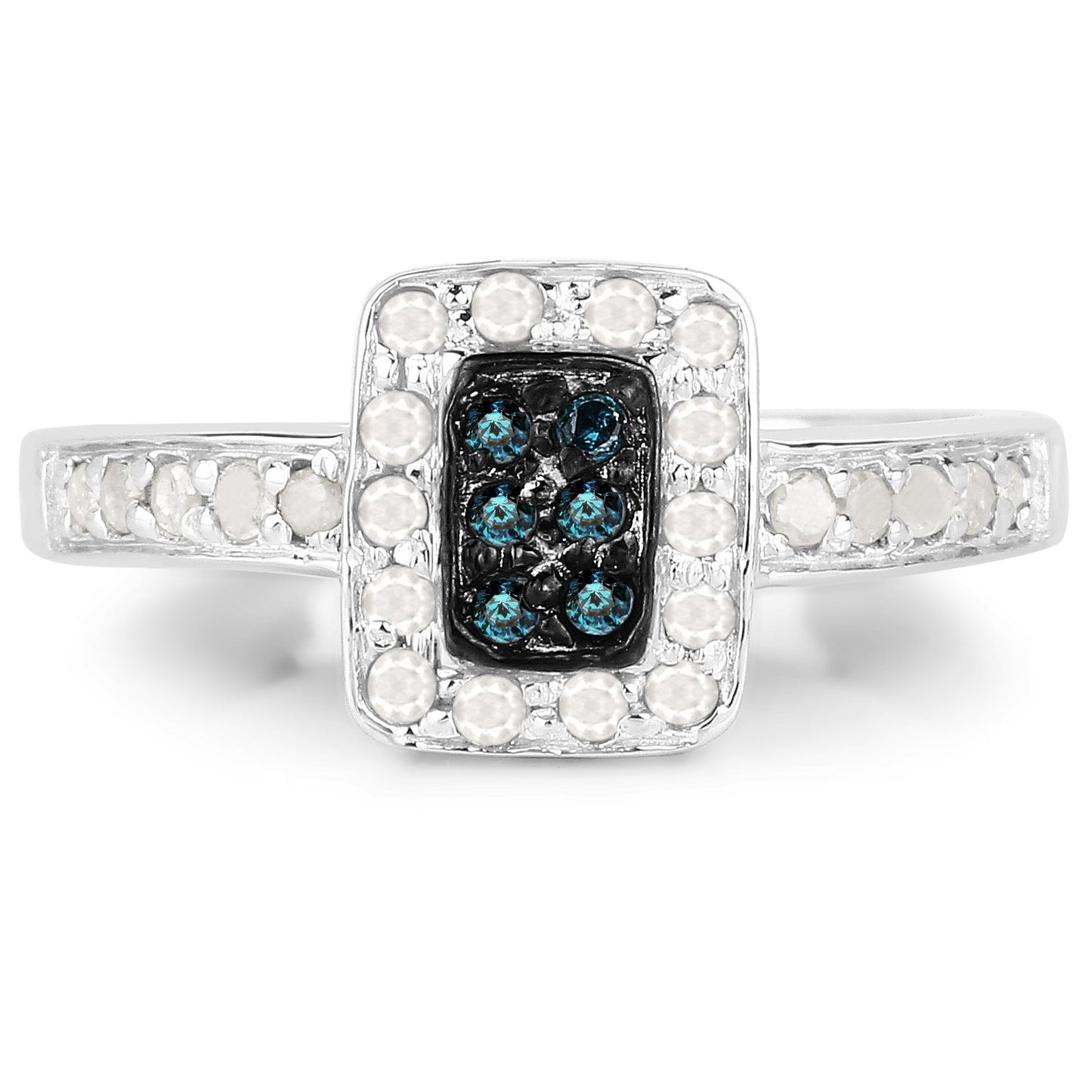 0.36 Carat Genuine Blue Diamond and White Diamond .925 Sterling Silver Ring Bids.com