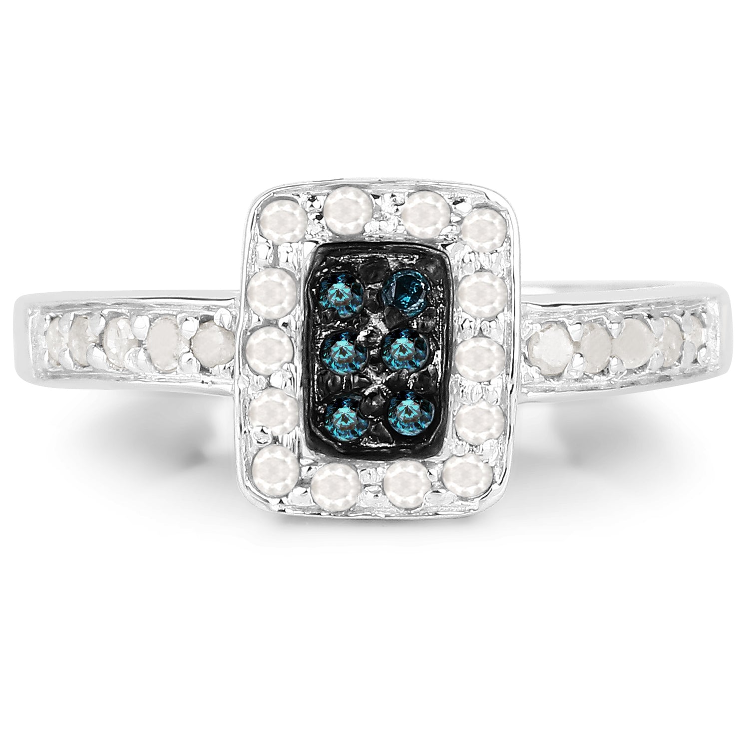 0.36 Carat Genuine Blue Diamond and White Diamond .925 Sterling Silver Ring Bids.com