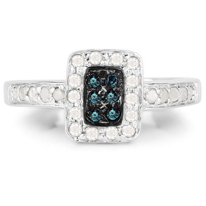 0.36 Carat Genuine Blue Diamond and White Diamond .925 Sterling Silver Ring Bids.com