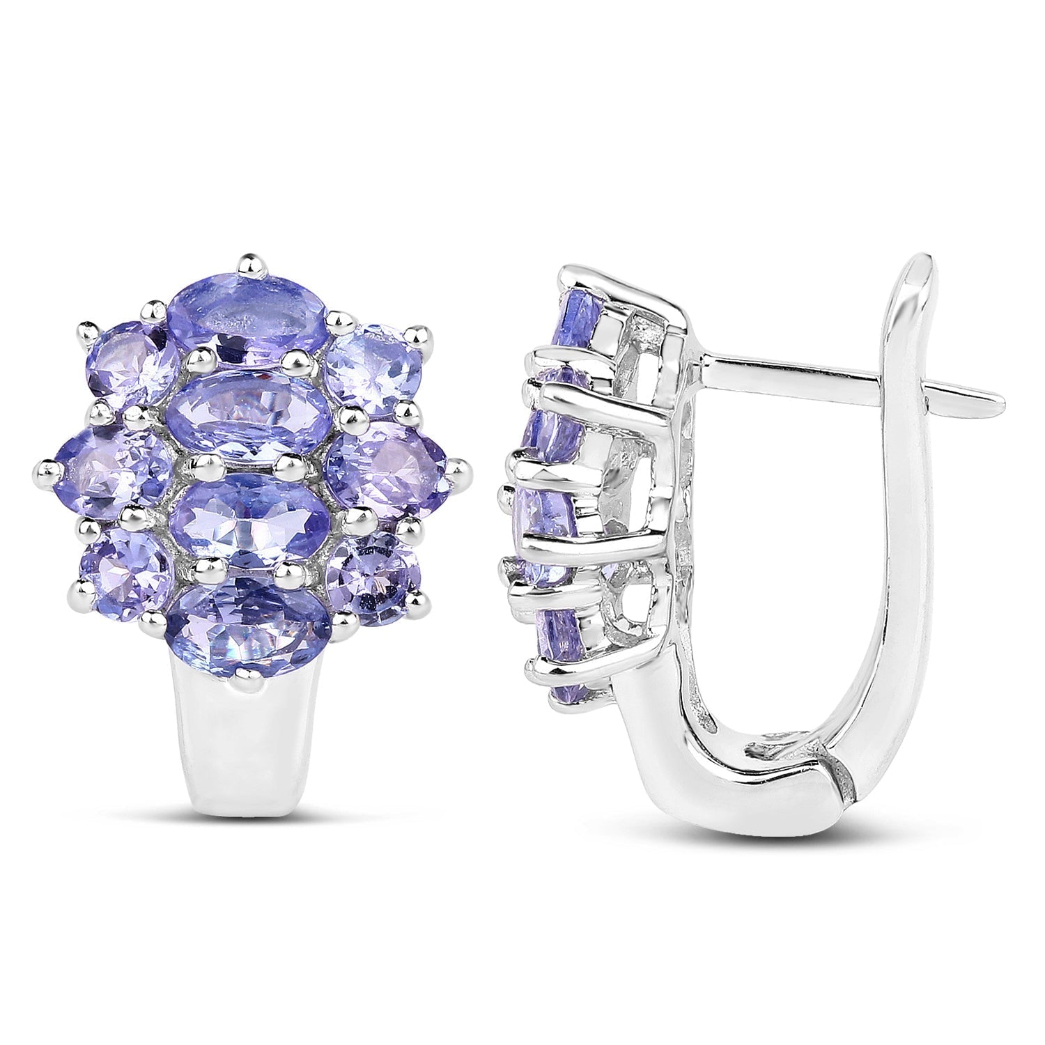 3.48 Carat Genuine Tanzanite .925 Sterling Silver Earrings Bids.com