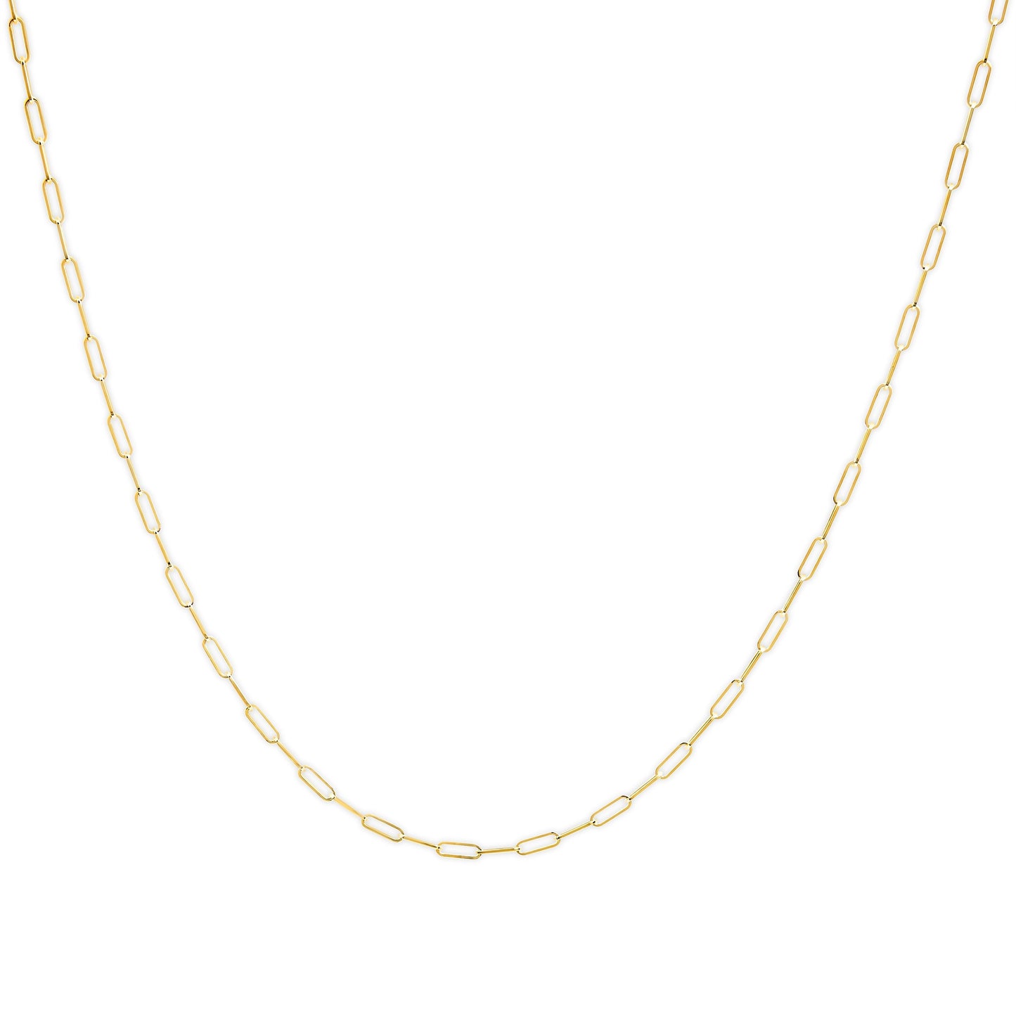 Solid 14K Yellow Gold 2.5mm Paperclip Chain Necklace Unisex 18" Inches Bids.com