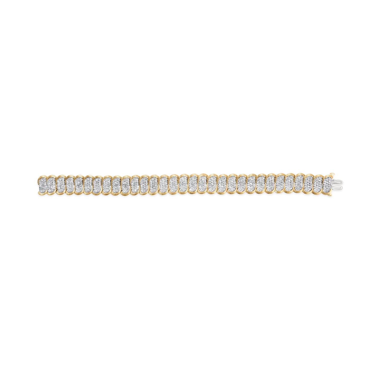 10k Yellow Gold 5.00 Cttw Diamond Oval Banded Link Bracelet (I-J Color, I1-I2 Clarity) - 7" Inches Bids.com