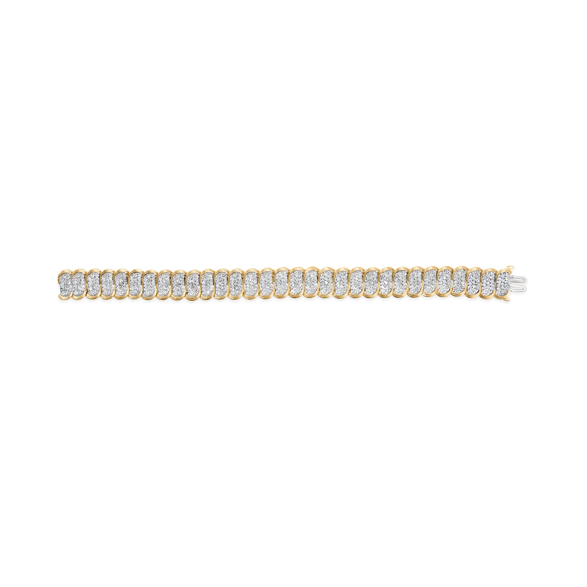 10k Yellow Gold 5.00 Cttw Diamond Oval Banded Link Bracelet (I-J Color, I1-I2 Clarity) - 7" Inches Bids.com