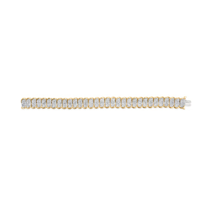 10k Yellow Gold 5.00 Cttw Diamond Oval Banded Link Bracelet (I-J Color, I1-I2 Clarity) - 7" Inches Bids.com