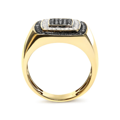 Men's 10K Yellow Gold 3/4 Cttw White and Black Treated Diamond Ring Band (Black / I-J Color, I2-I3 Clarity) - Size 10 Bids.com
