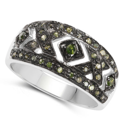 0.27 Carat Genuine Green Diamond .925 Sterling Silver Ring Bids.com