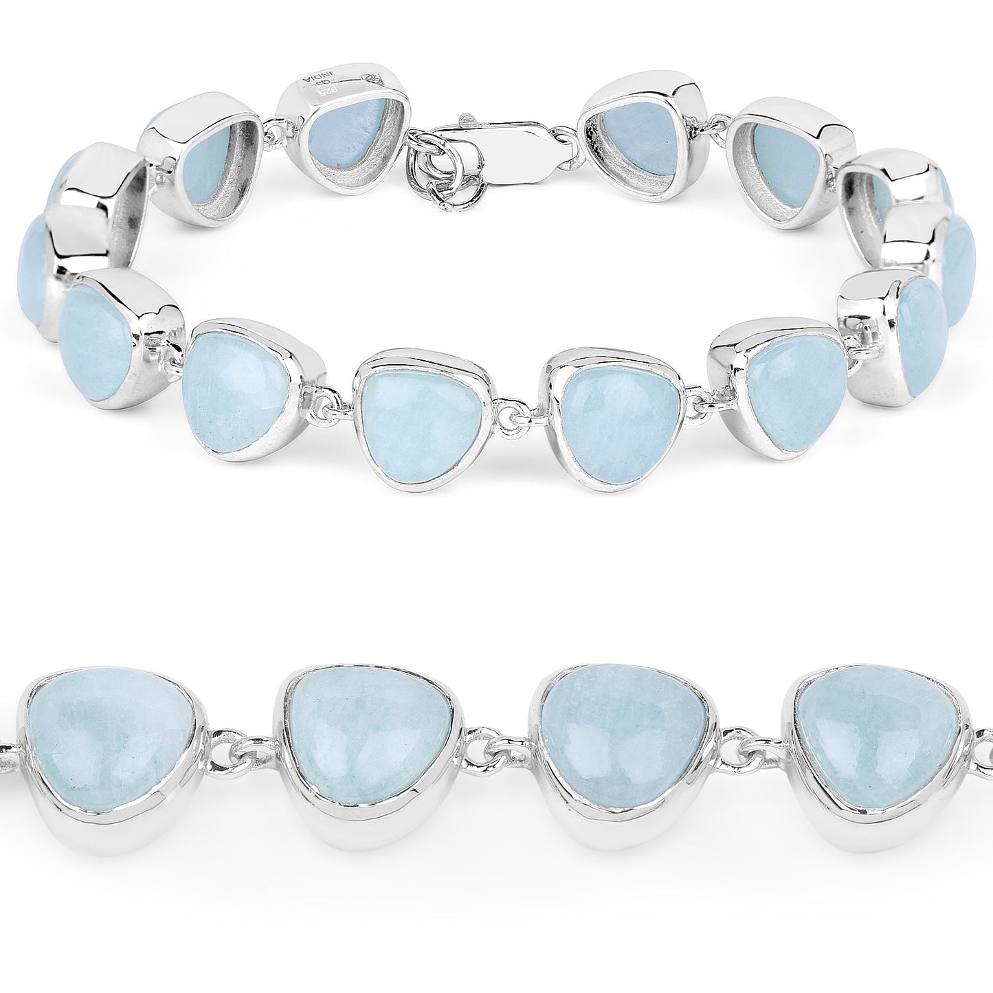 25.90 Carat Genuine Aquamarine .925 Sterling Silver Bracelet Bids.com