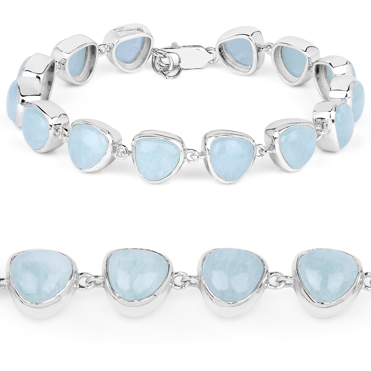 25.90 Carat Genuine Aquamarine .925 Sterling Silver Bracelet Bids.com