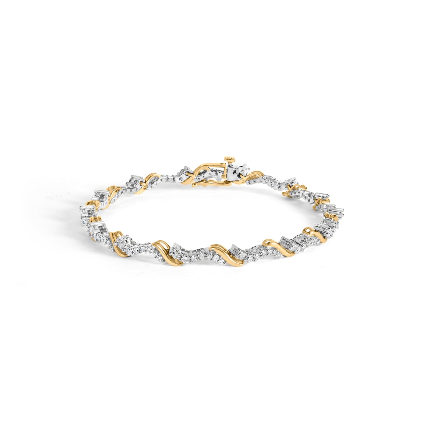 10K Yellow and White Gold 2.00 Cttw Diamond "S" Link 7" Bracelet (H-I Color, I2-I3 Clarity) Bids.com