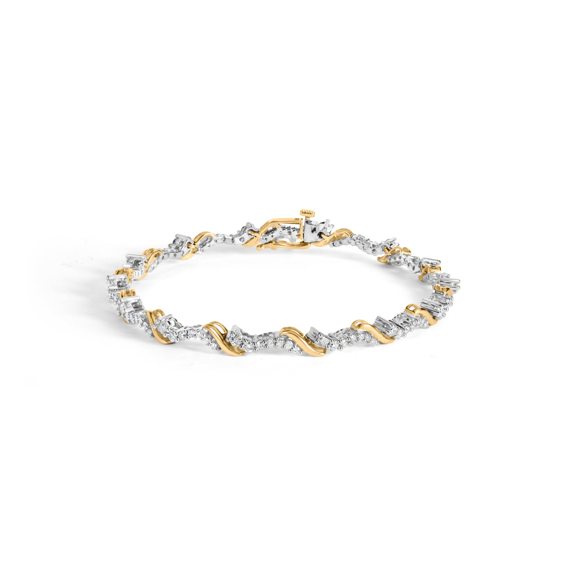 10K Yellow and White Gold 2.00 Cttw Diamond "S" Link 7" Bracelet (H-I Color, I2-I3 Clarity) Bids.com