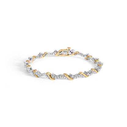 10K Yellow and White Gold 2.00 Cttw Diamond "S" Link 7" Bracelet (H-I Color, I2-I3 Clarity) Bids.com