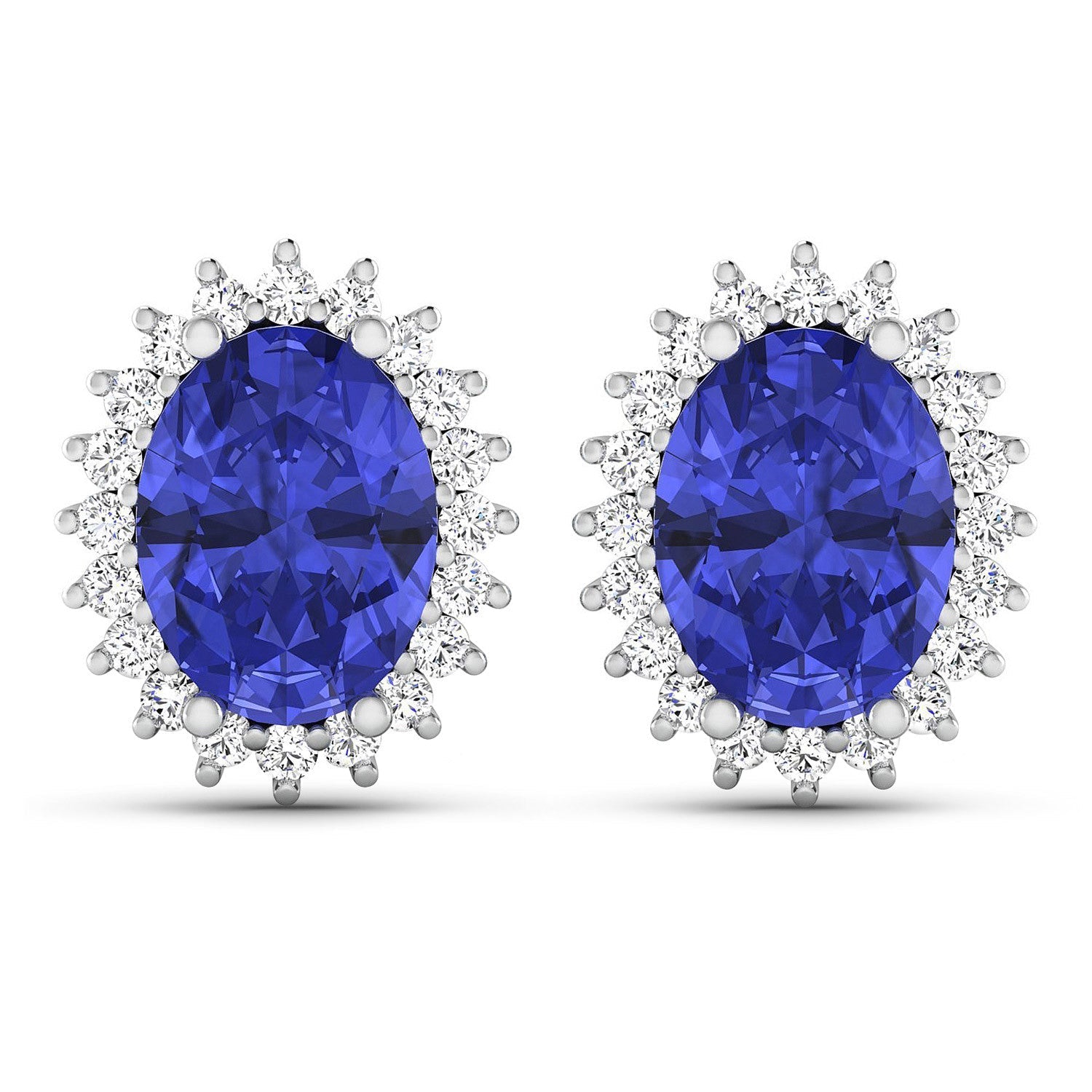2.56 Carat Genuine Tanzanite and White Diamond 14K White Gold Earrings Bids.com