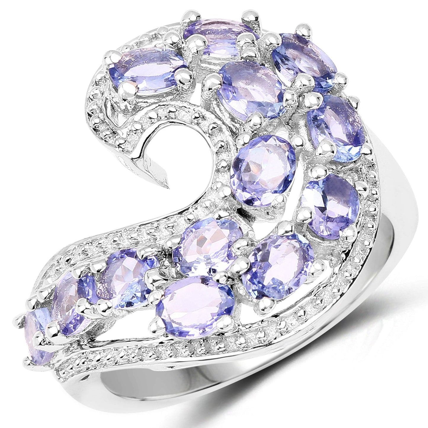 2.21 Carat Genuine Tanzanite .925 Sterling Silver Ring Bids.com