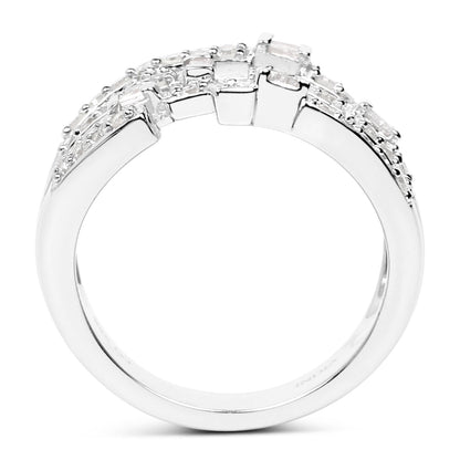 0.60 Carat Genuine White Diamond .925 Sterling Silver Ring Bids.com