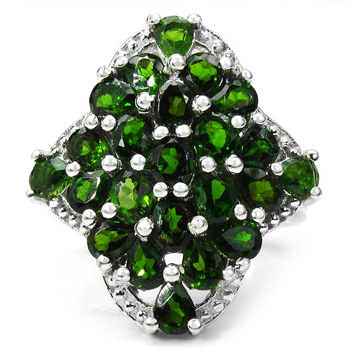 3.73 Carat Genuine Chrome Diopside .925 Sterling Silver Ring Bids.com
