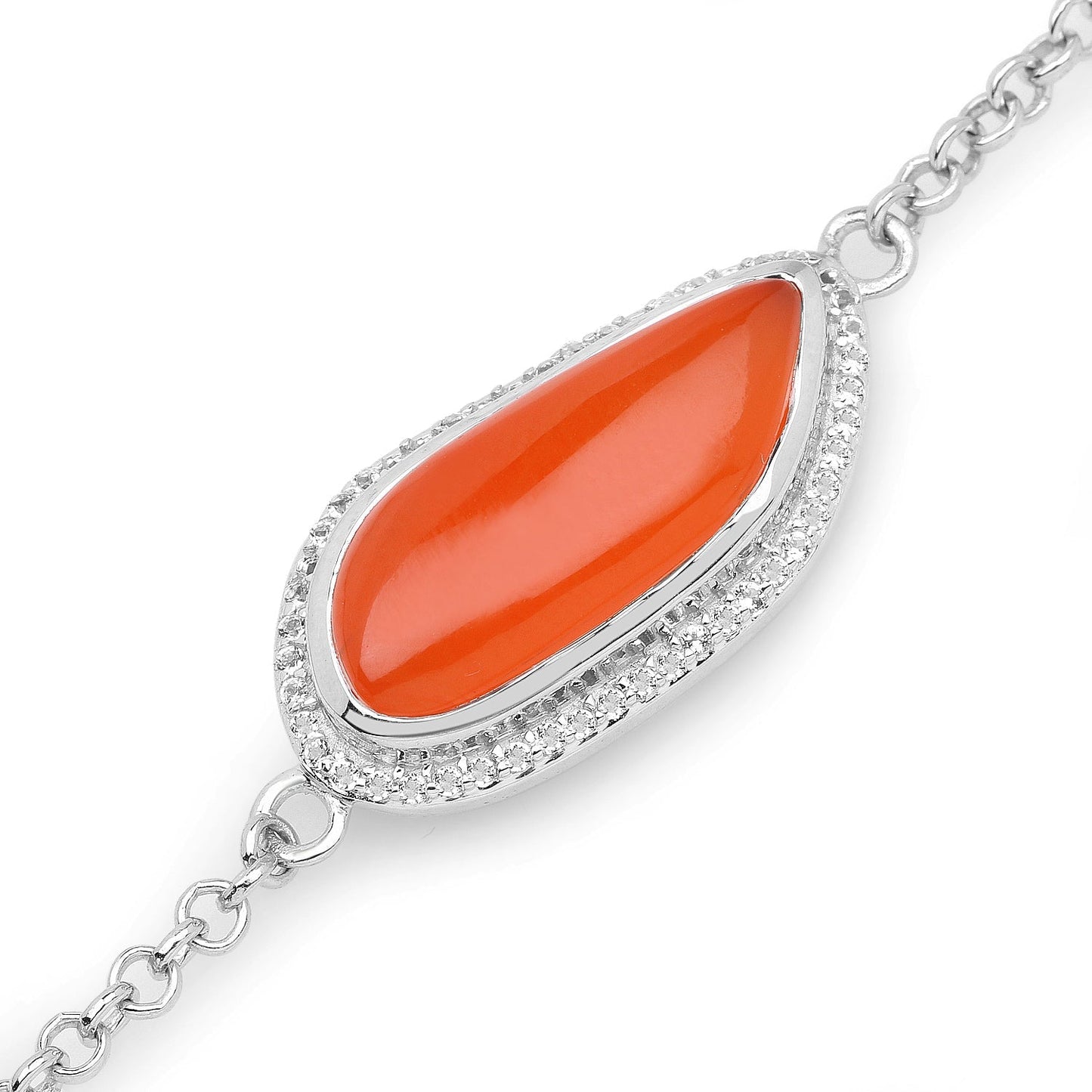 5.50 Carat Genuine Carnelian And White Topaz .925 Sterling Silver Bracelet Bids.com