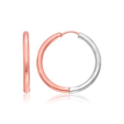 14k Rose & White Gold Hinged Hoop Earrings Bids.com