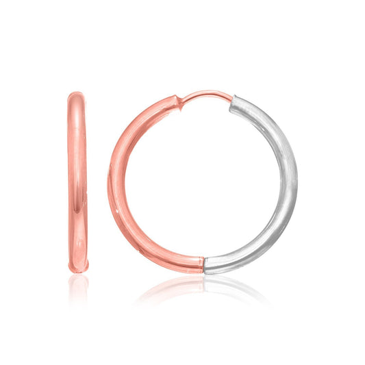 14k Rose & White Gold Hinged Hoop Earrings Bids.com