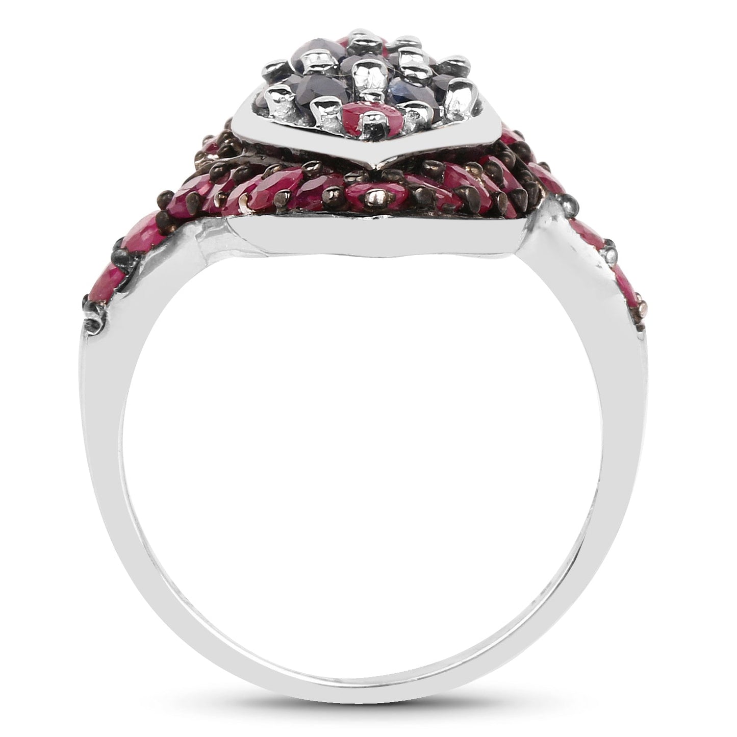 1.77 Carat Genuine Blue Sapphire and Ruby .925 Sterling Silver Ring Bids.com
