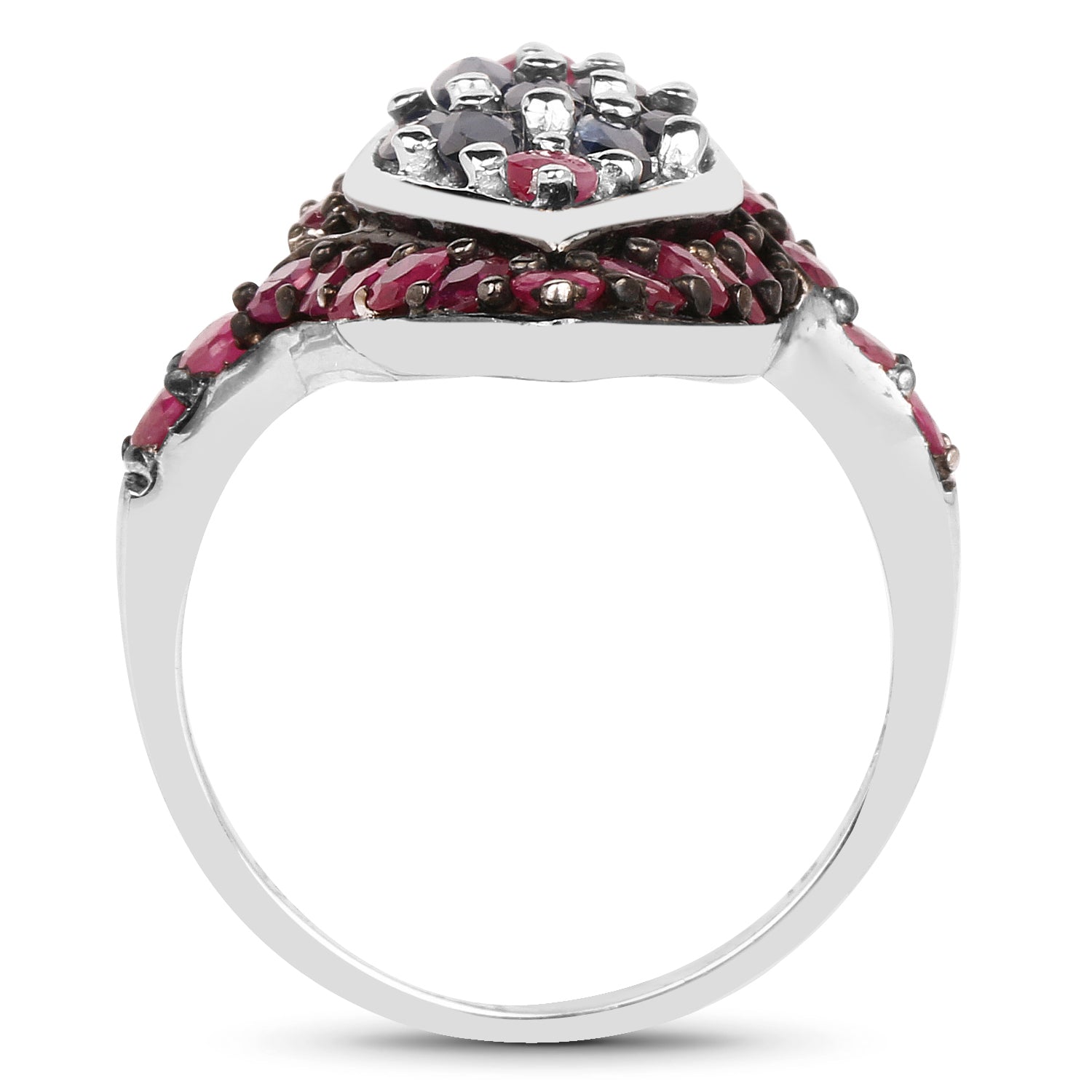 1.77 Carat Genuine Blue Sapphire and Ruby .925 Sterling Silver Ring Bids.com