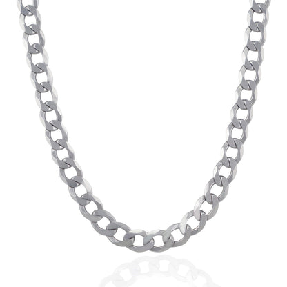 Rhodium Plated 11.6mm Sterling Silver Curb Style Chain Bids.com