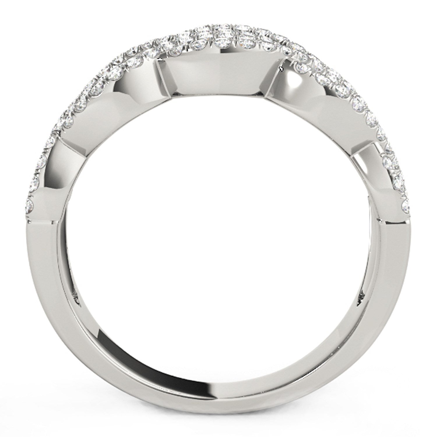 Diamond Studded Double Interlocking Waves Ring in 14k White Gold  (5/8 cttw) Bids.com