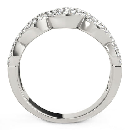 Diamond Studded Double Interlocking Waves Ring in 14k White Gold  (5/8 cttw) Bids.com