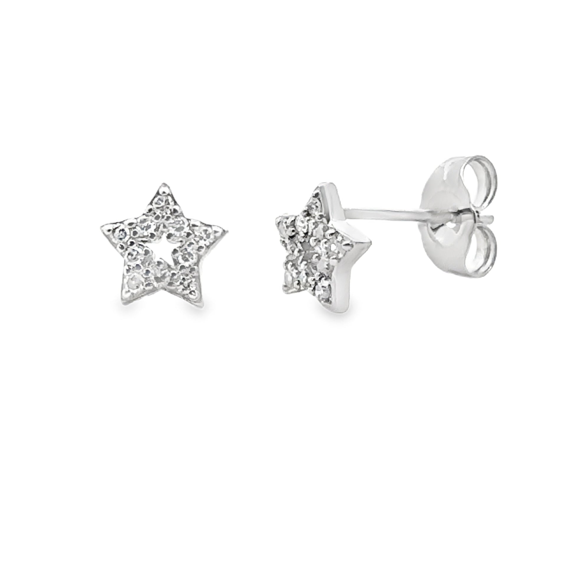 Natural .05ct Diamond Earrings 14KT White Gold Bids.com