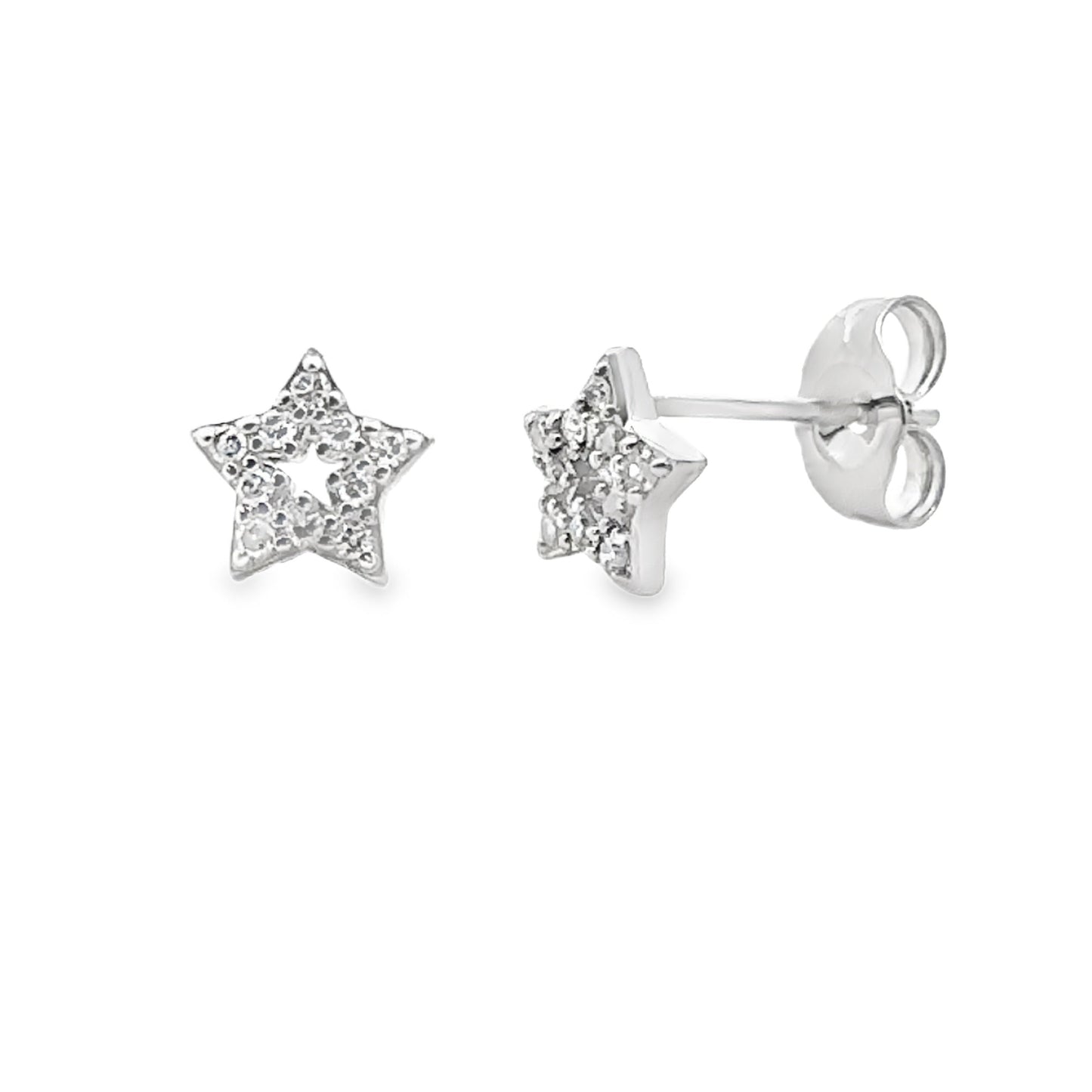 Natural .05ct Diamond Earrings 14KT White Gold Bids.com