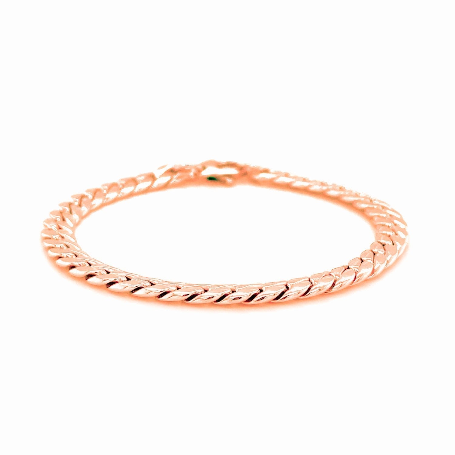 14K Rose Gold Cuban Link Bracelet Bids.com