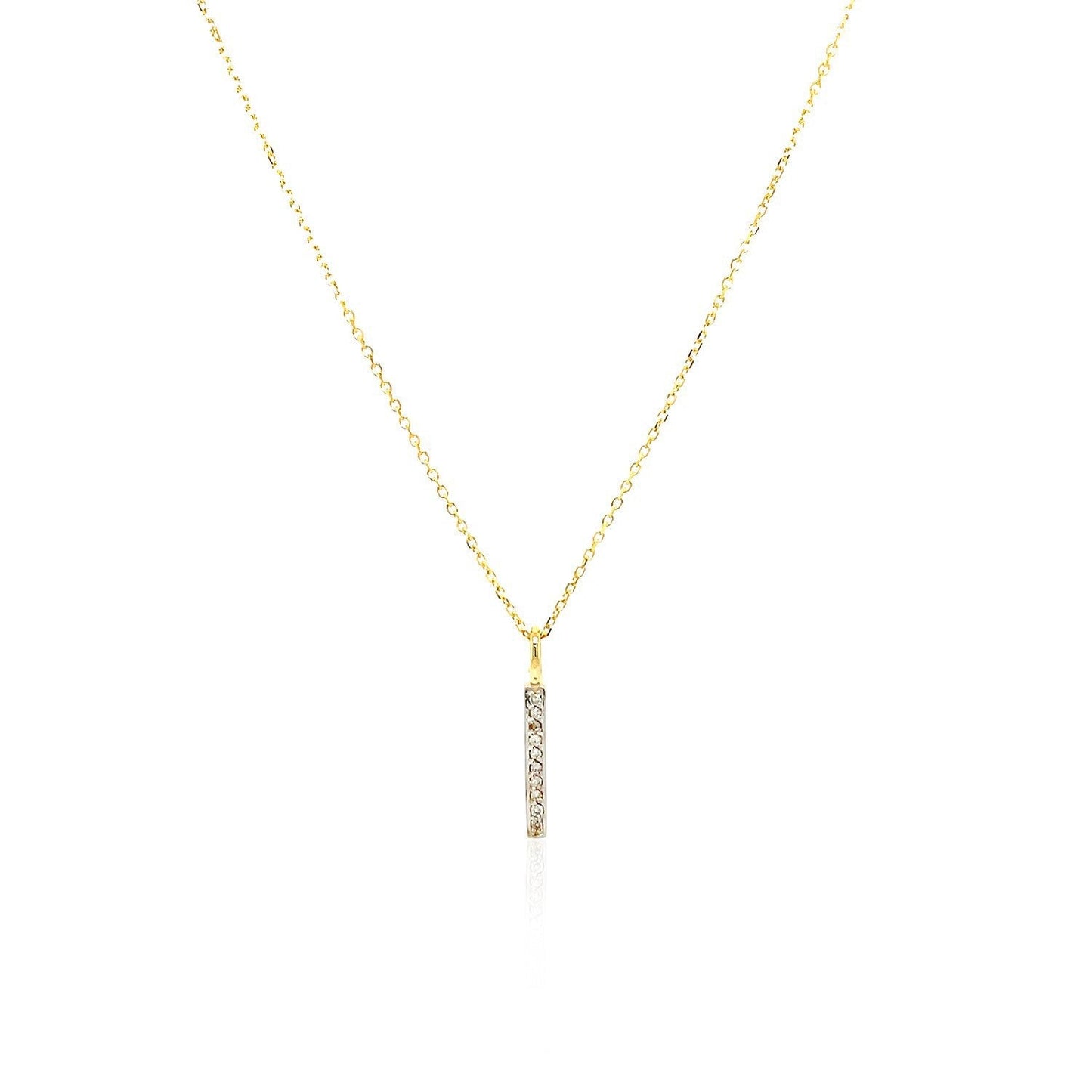 14k Yellow Gold Bar Pendant with Diamonds Bids.com