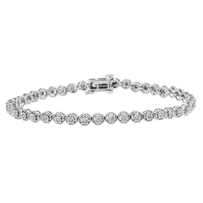 .925 Sterling Silver 1/2 Cttw Miracle Set Round Diamond Bezel Design Link Bracelet (I-J Color, I2-I3 Clarity) - 7.25" Bids.com