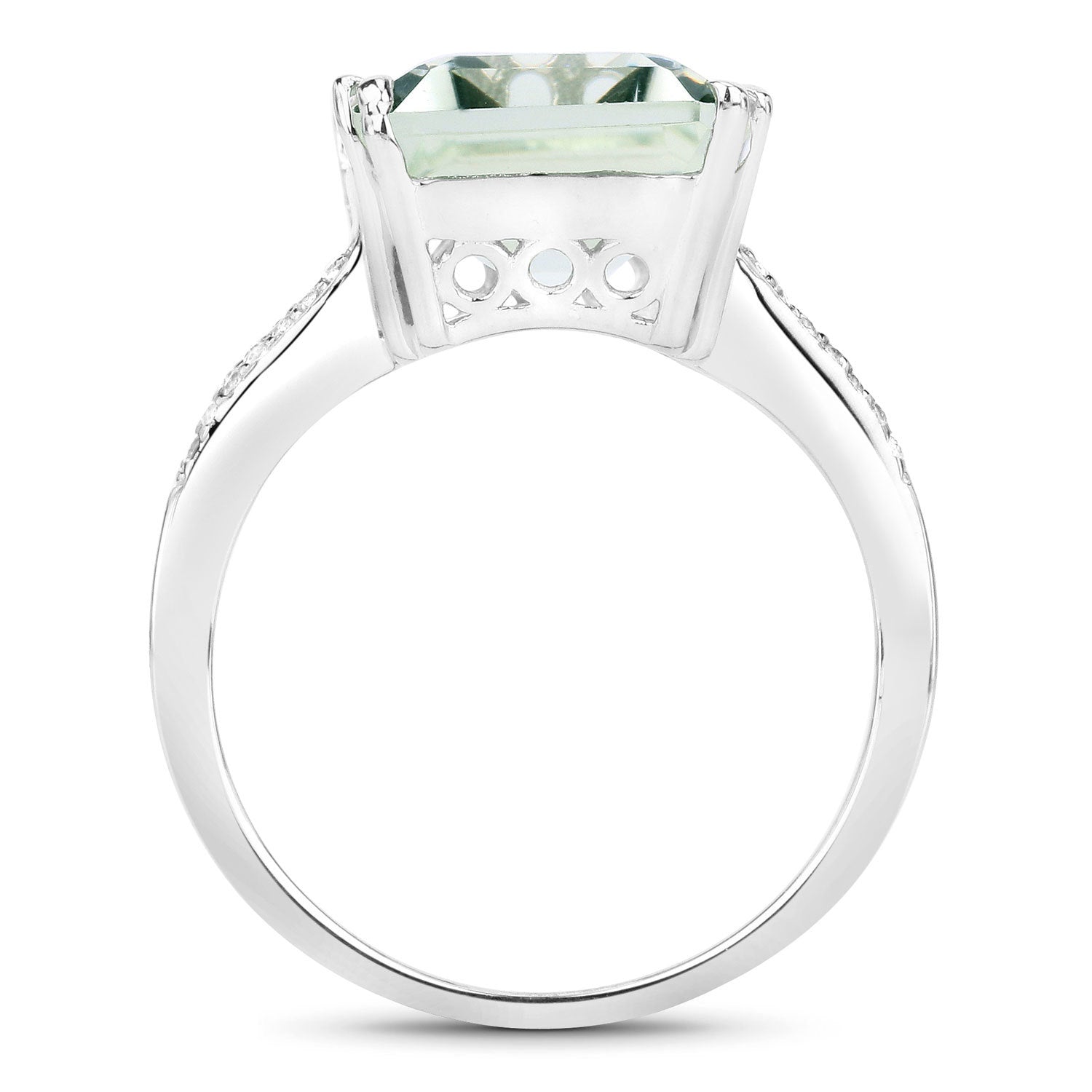 10.64 Carat Genuine Green Amethyst and White Topaz .925 Sterling Silver Ring Bids.com