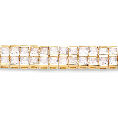 14K Yellow Gold Plated 9.52 Carat Genuine Blue Sapphire and White Sapphire .925 Sterling Silver Bracelet Bids.com