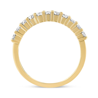 IGI Certified 1/2 Cttw Diamond 10K Yellow Gold Prong Set Fluted Band Style Wedding Ring (J-K Color, I1-I2 Clarity) - Size 7 Bids.com