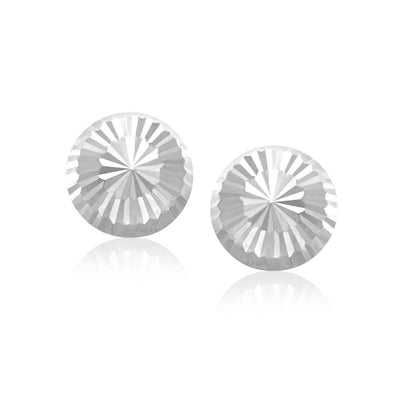 14k White Gold Diamond Cut Flat Design Stud Earrings Bids.com