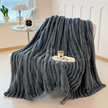 Ultra-Soft Double-Sided Fleece Blanket – Gray (All-Season) DailySale