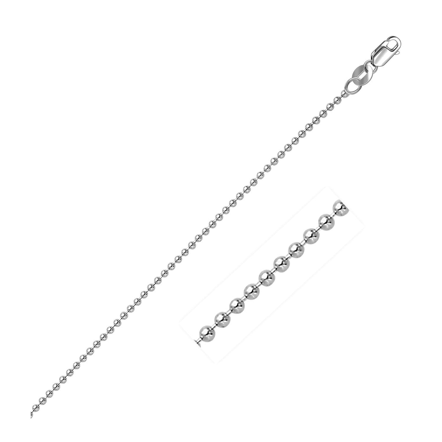 14k White Gold Bead Chain 1.5mm Bids.com