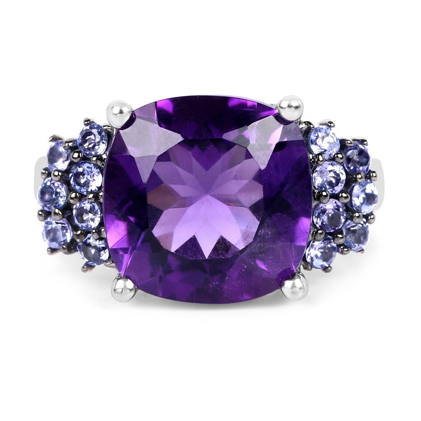 6.34 Carat Genuine Amethyst and Tanzanite .925 Sterling Silver Ring Bids.com